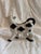 Kitschy mid 20th glazed ceramic cow bud vase. Made in Japan. Excellent vintage condition and nostalgic style.