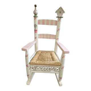 Vintage Children's Hand Painted Rocking Chair For Sale