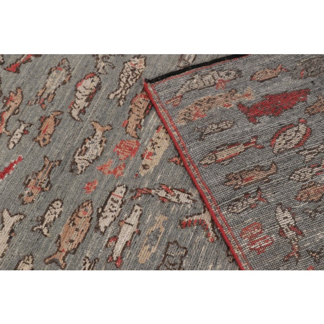 Taupe Contemporary Fish Pictorial Modernist Wool Rug by Rug & Kilim, India For Sale - Image 8 of 10