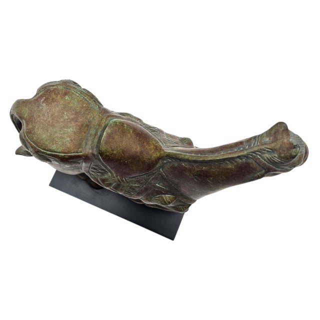 Late 20th Century Chinese Tang-Style Patinated Metal Horse Sculpture on Black Plinth For Sale - Image 12 of 17