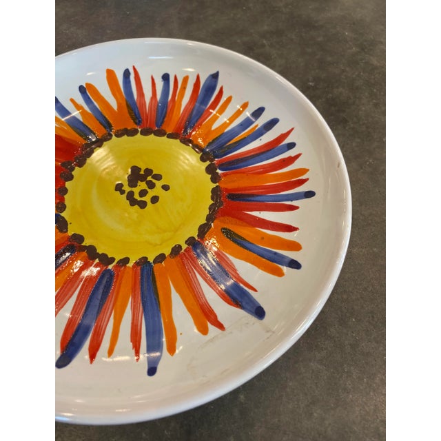 Italian Vintage Mid Century Italian Floral Pottery Plate For Sale - Image 3 of 7