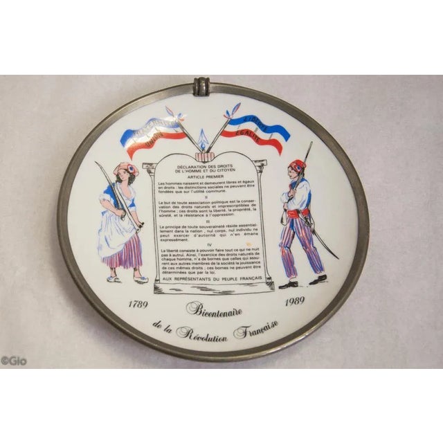 Vintage Decorative French Plate. Porcelain With The Rim Of The Plate And The Hanging Mechanism In Pewter. This Plate...