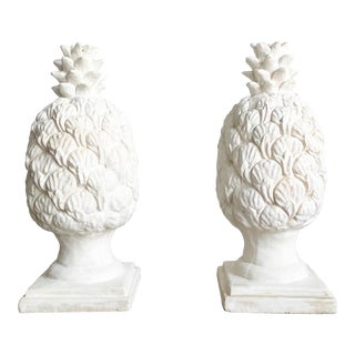 Vintage Regency Concrete Pineapple Sculptures – a Pair For Sale