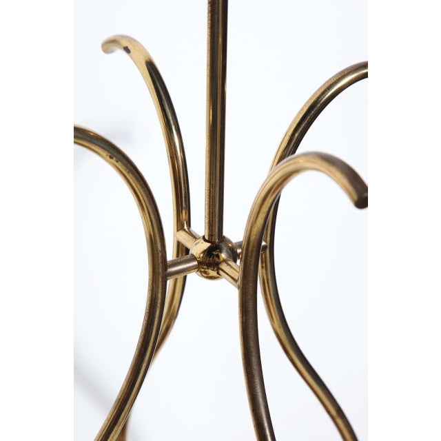 Tall Brass, Walnut & Lucite "Scroll" Style Table Lamps, 1950's - A Pair For Sale - Image 4 of 10