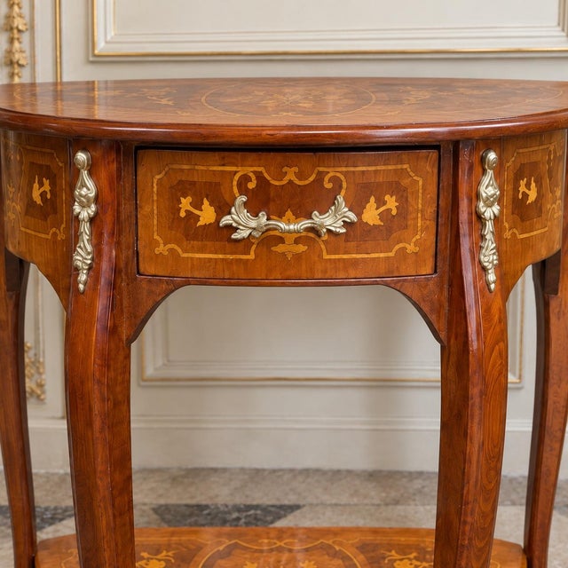 French 1980 French Artisan Louis XVI Brown Mahogany Side Table For Sale - Image 3 of 9