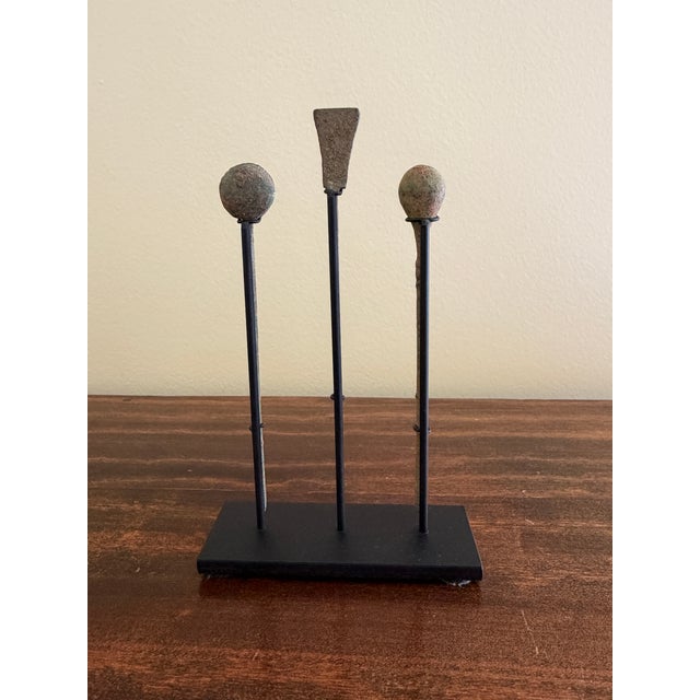 Metal Collection of Three Ancient Roman Bronze Medical Instruments on Custom Museum Mounts For Sale - Image 7 of 9