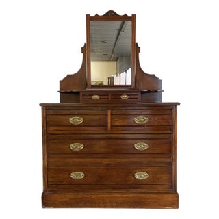 Early 20th Century Mahogany Dressing Chest With Mirror For Sale
