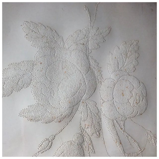 Antique 19thC Pennsylvania Folk Art, Pin Prick Paper Art, Bouquet of Roses For Sale - Image 4 of 7