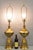 Vintage Italian Hollywood Regency Gold Gilt Iron Metal Fretwork Distressed Finish Table Lamps - a Pair. Circa Mid 20th...