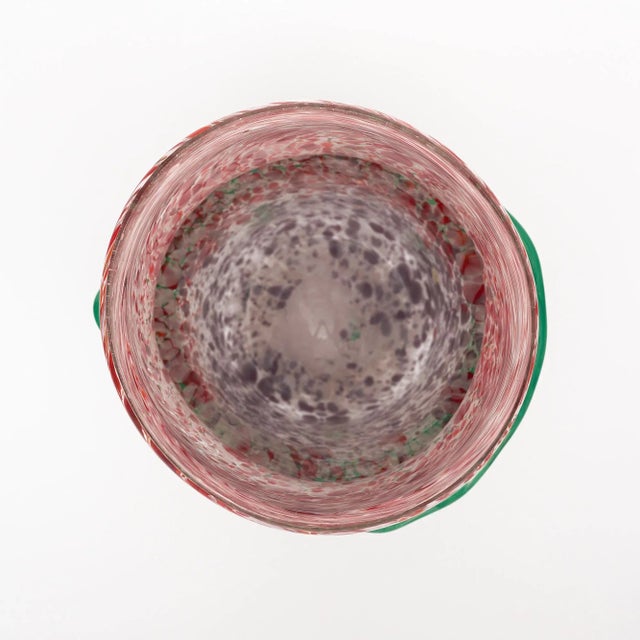 Italian Murano Glass Red and Green Vase For Sale - Image 3 of 10