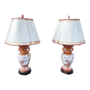 Late 19th Century Chinese Asian Porcelain Lamps - a Pair