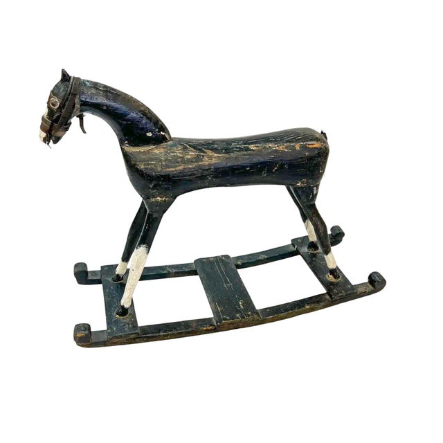 Folk Art Rare Early 19th Century Folk Art Rocking Horse - Authentically Aged Antique For Sale - Image 3 of 10