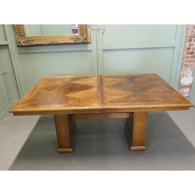 Brown Mid-Century Art Deco Style Burr Walnut Dining Table, 1960 For Sale - Image 8 of 9