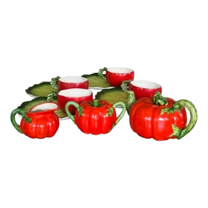 1962 Holt Howard Tomato Motif Tea & Snack Serving Set - 11 Pieces
