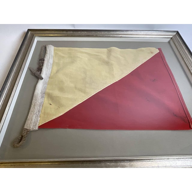 Textile Vintage Nautical Signal Flag In Shadow Box Frame For Sale - Image 7 of 9