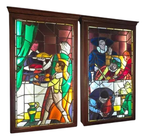 Stained Glass Panels with Don Quixote Motifs, 1860s, Set of 2