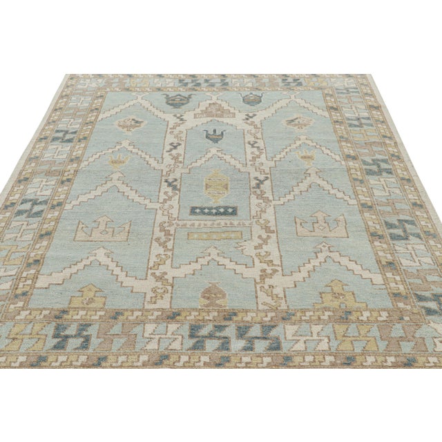 Rug & Kilim Rug & Kilim’s Konya Style Rug in Light Blue With Geometric Patterns For Sale - Image 4 of 7
