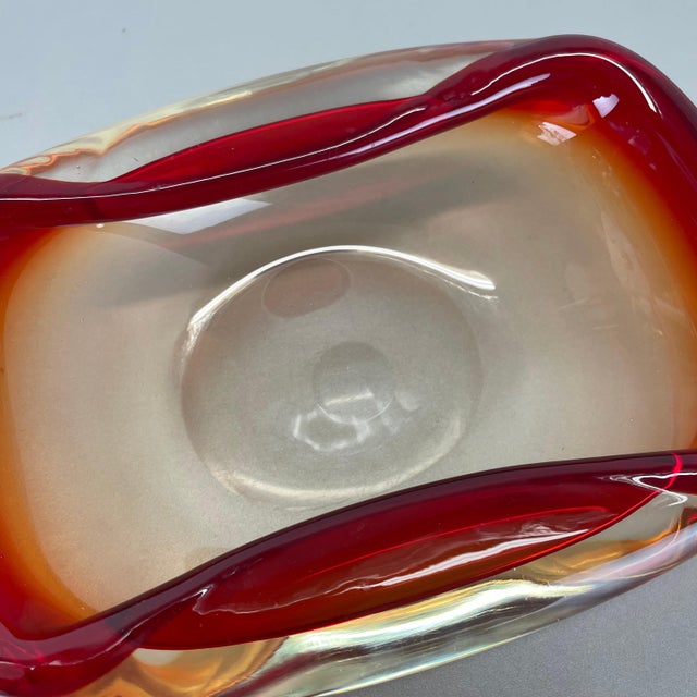 Italian Murano Glass Red-Yellow Bowl, 1970s For Sale - Image 17 of 18