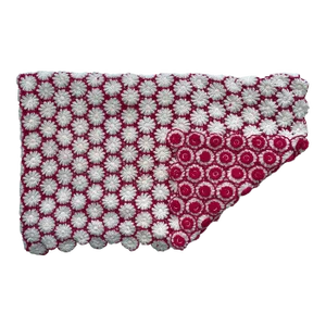 Vintage Crocheted Hot Pink "Flower Power" Daisy Blanket