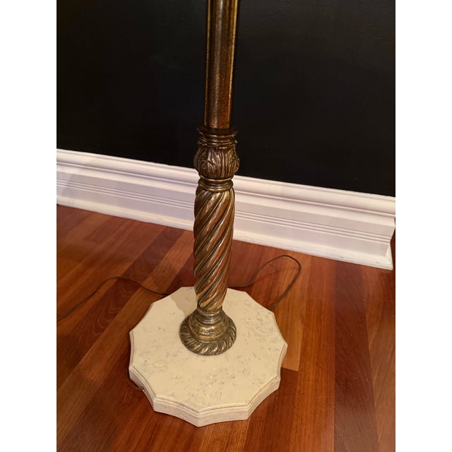 French Vintage French Neoclassical Style Stone Floor Lamp With Table | Barley Twist Column | Louis XVI Influence For Sale - Image 3 of 8