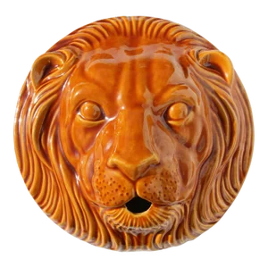 1940s Earthenware Lion Head Fountain Spout, Portuguese