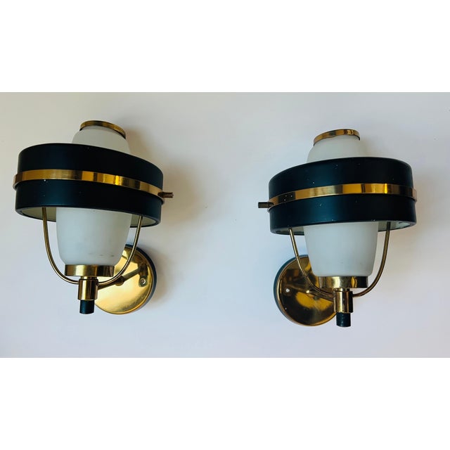 Stilnovo Pair of 1950s Stilnovo Italian Mid Century Wall Lights For Sale - Image 4 of 12