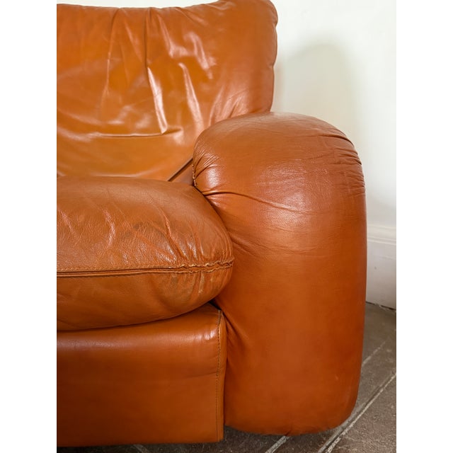 1970s Vintage 1970's Italian Leather Lounge Chairs For Sale - Image 5 of 5