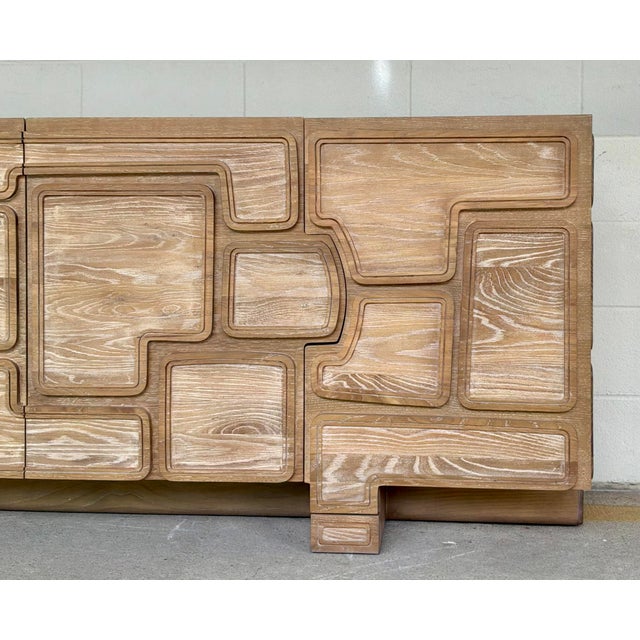 Revelation Modern Brutalist Style Cerused Oak Parcel Sideboard For Sale - Image 4 of 7