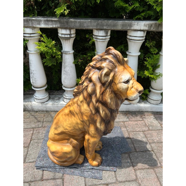 Beautiful Ceramic Lion Statue made in Italy. Condition is great without any damage or chips