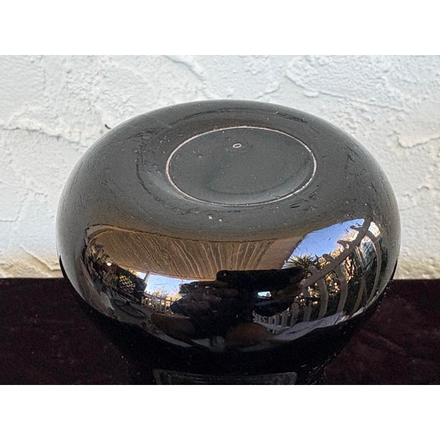 Glass 1930s Tiara Black Amethyst Depression Glass Vase Cup With Diamond Point Rim For Sale - Image 7 of 7