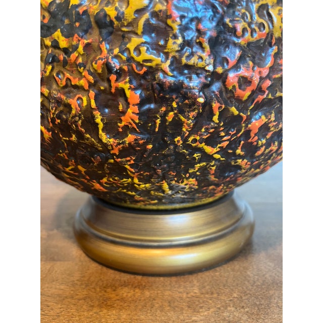 Metal 1970s Royal Haeger Orange Texture Globe Lamps - A Pair For Sale - Image 7 of 18