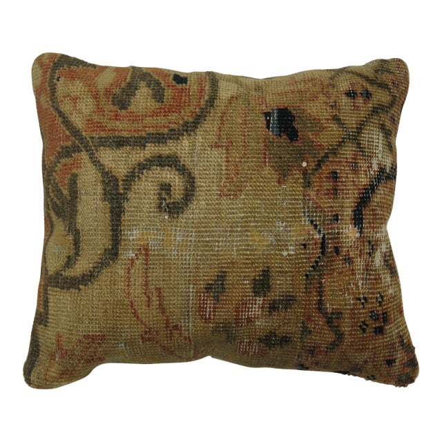 Peach Khaki Antique Sultanabad Pillow For Sale