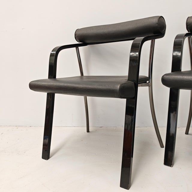 Vintage Black Armchairs with Armrests, 1980s, Set of 4 For Sale - Image 18 of 18