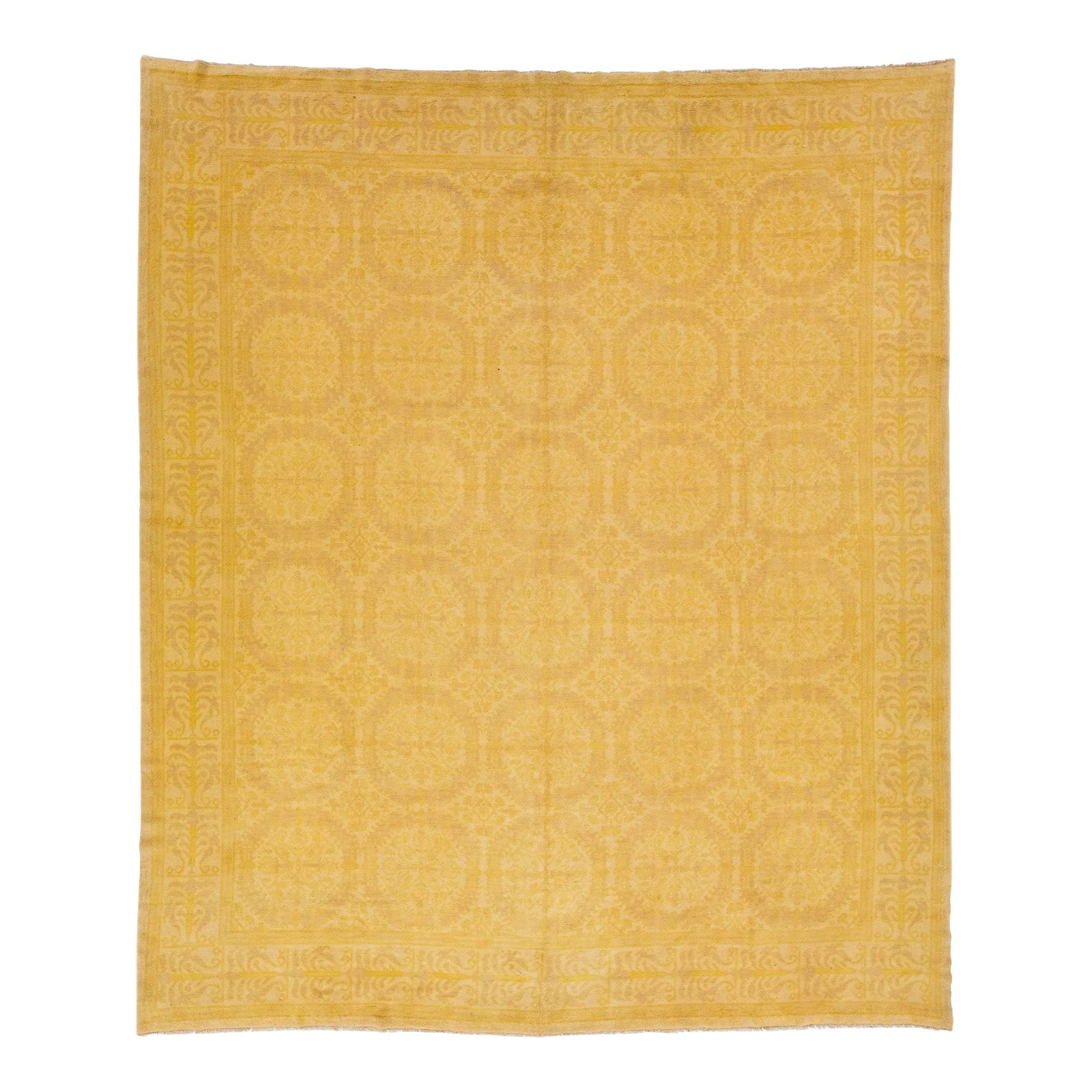 1930s Spanish Vintage Wool Rug Modern Handmade With Goldenrod Design ...
