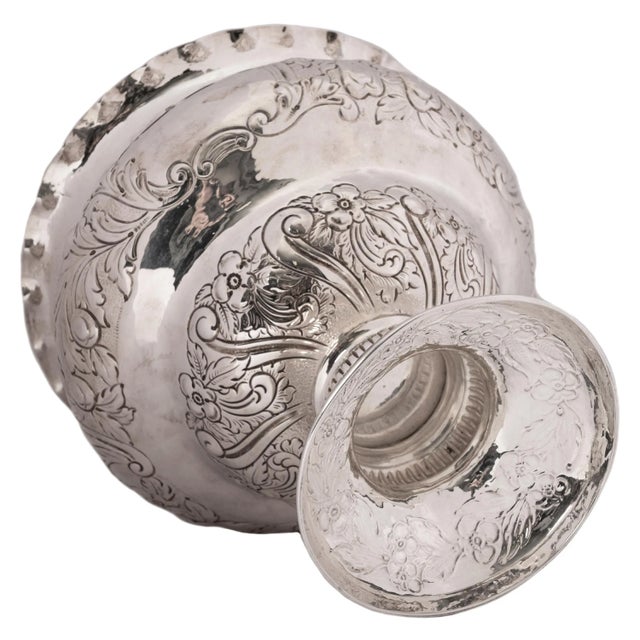 Irish Sterling Silver Repousse Engraved Bowl William Egan Cork Dublin 1911 For Sale - Image 9 of 9
