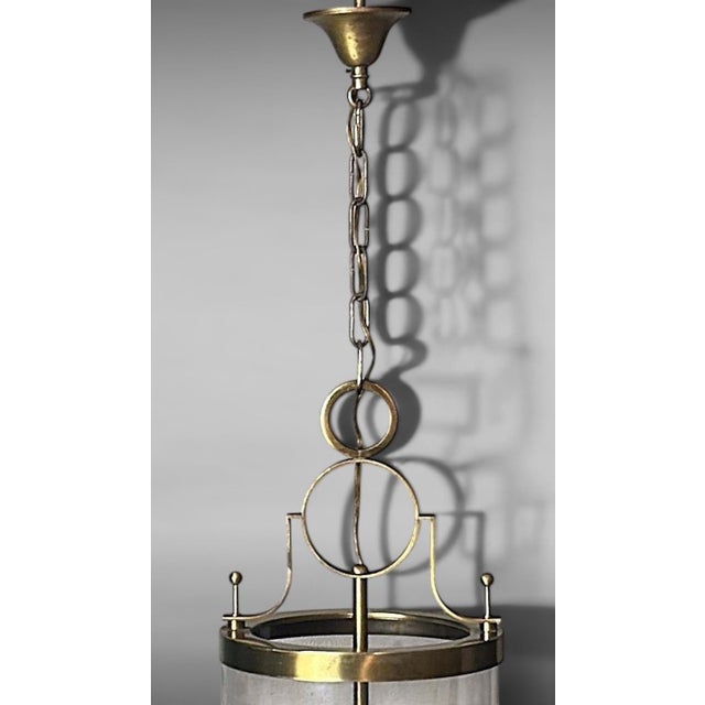 Mid 20th Century Neoclassical French Brass and Blown Glass Lantern For Sale - Image 15 of 18