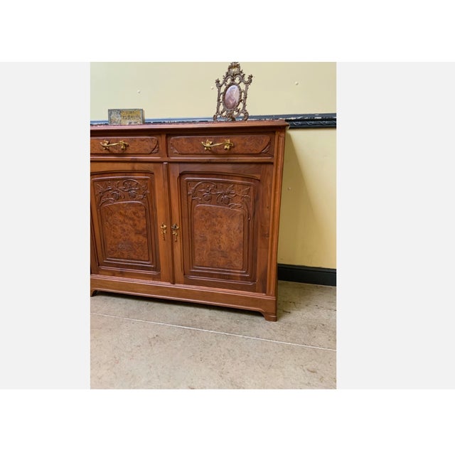 Antique Art Nouveau Walnut Sideboard, 1910 For Sale - Image 12 of 13