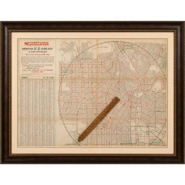 Antique e-z guide map of los angeles with rotating locator, 1927 description: an unusual and highly decorative 1927 street...