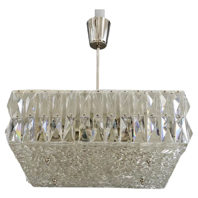 Textured Glass Chandeliers by J. T. Kalmar for Kalmar, Austria, 1950s, Set of 2 For Sale