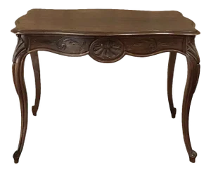 19th Century French Louis XV Hand-Carved Walnut End Table