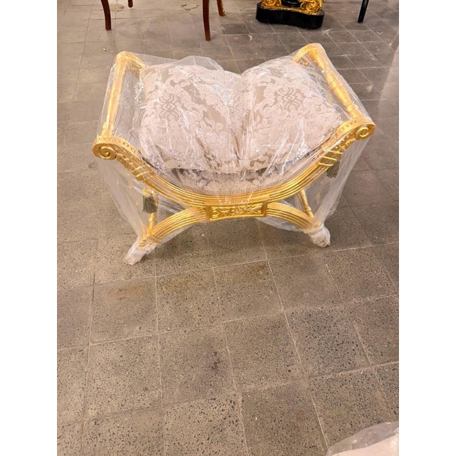 Neoclassical Vintage French Empire Curule Stool For Sale - Image 3 of 8