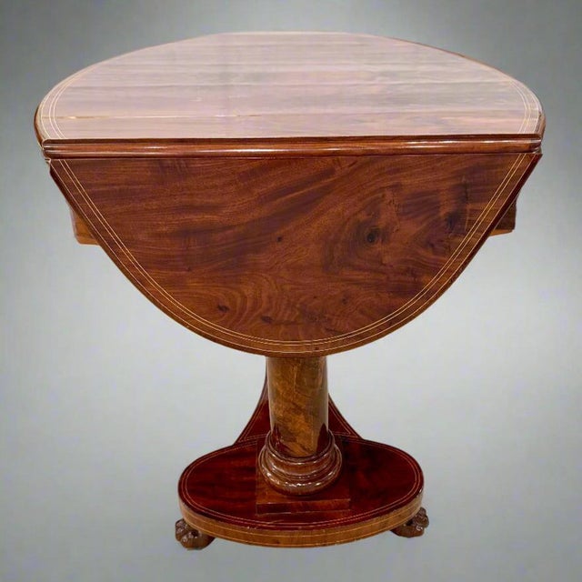 Early 19th Century Biedermeier Period Oval Library Table desk Germany For Sale - Image 4 of 18