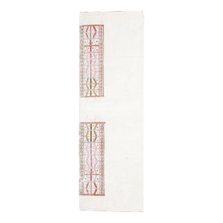 Vintage Turkish Oushak Handmade Wool Cotton White Kilim Runner For Sale