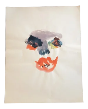 Original Vintage Abstract Watercolor Face Painting