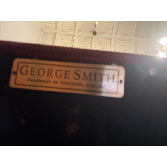 George Smith English Upholstered Sofa in Burgundy Velvet Authentic George Smith upholstered sofa featuring classic English...