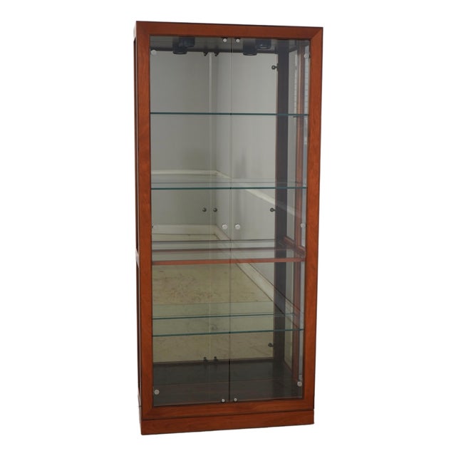 Stickley Cherry Tall Glass Door Curio Display Cabinet For Sale