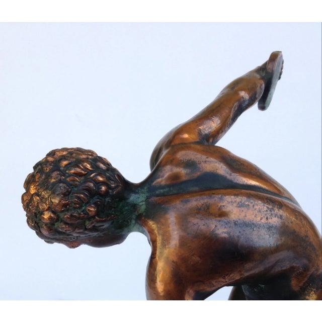 Bronze Vintage C.1970's Terra-Cotta Plaster & Gilt Grecian Olympic "Discus" Athlete For Sale - Image 8 of 11