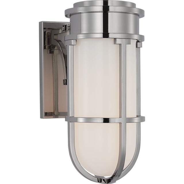 Gracie Tall Bracketed Sconce in Polished Nickel with White Glass Designer: Chapman & Myers Finish: Polished Nickel Height:...