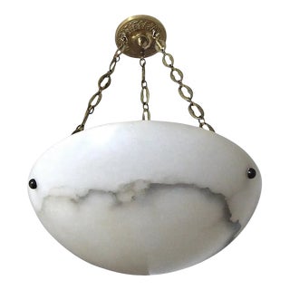 1940s Directoire Style French Alabaster Chandelier Pendant Light For Sale