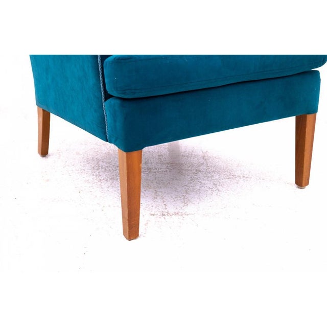 Set of 20th Century Wingback Armchair with Ottoman, Denmark, 1950s For Sale - Image 10 of 16